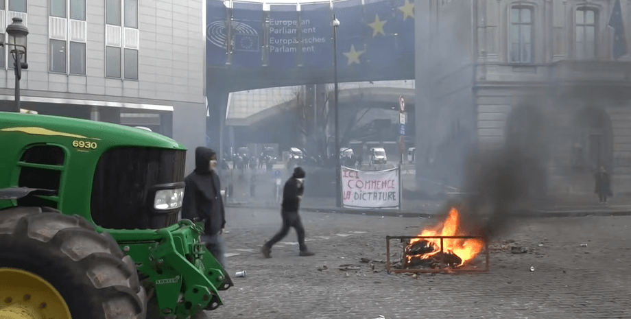 Брюссель протесты фермеры 18 декабря